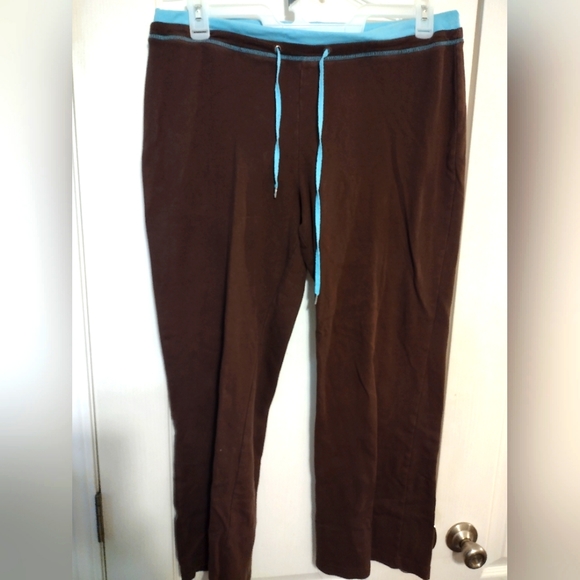 G.W. Sport women's sweatpants with drawstring, size 1X, brown and blue - Picture 1 of 8